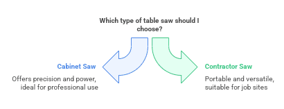 Cabinet Table Saws vs. Contractor Saws