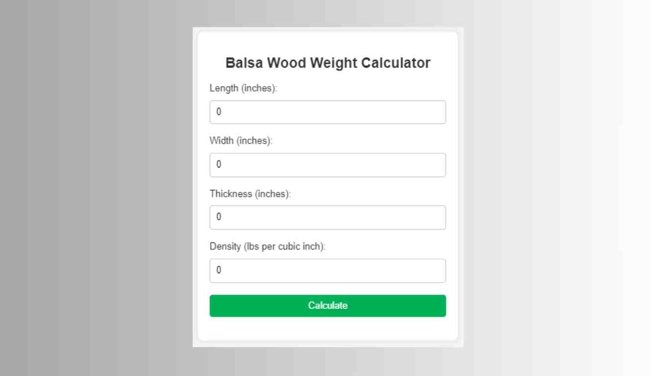 Balsa Wood Weight Calculator