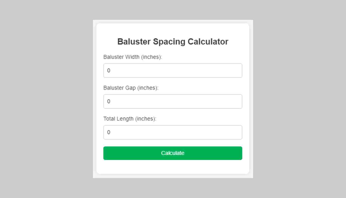 Baluster Spacing calculator