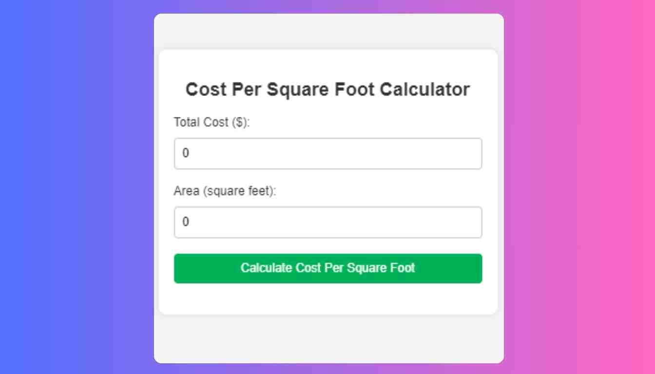 Cost Per Square Foot Calculator
