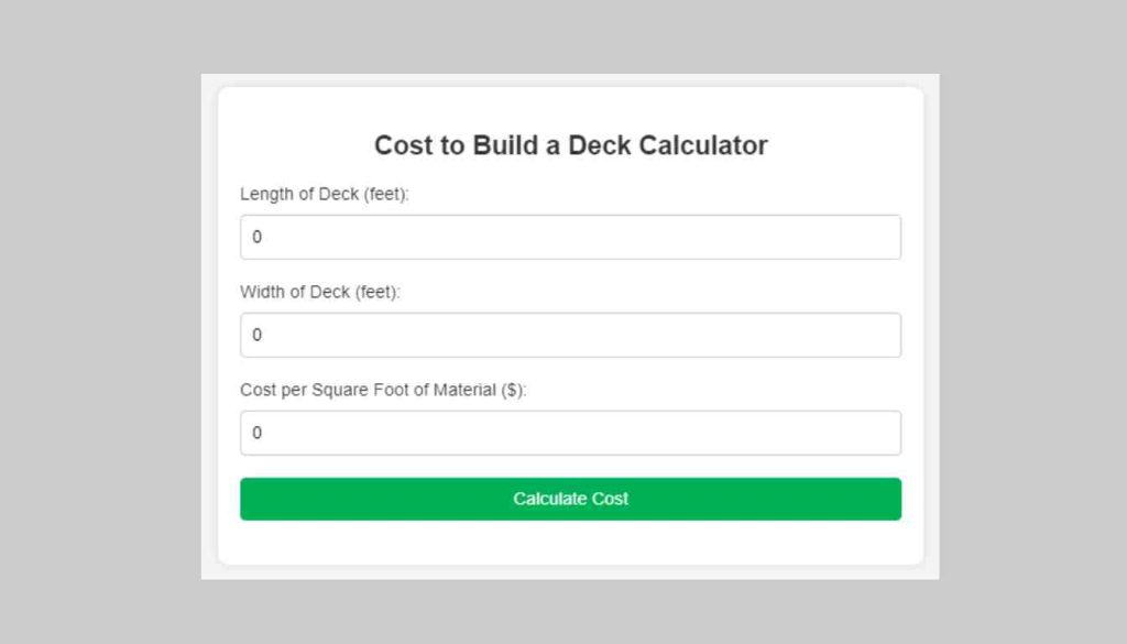 Cost To Build A Deck Calculator Woodworking Advisor