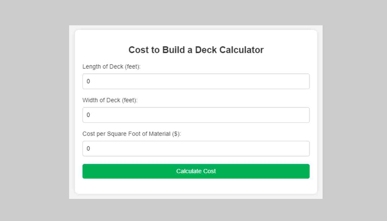 Cost To Build A Deck Calculator