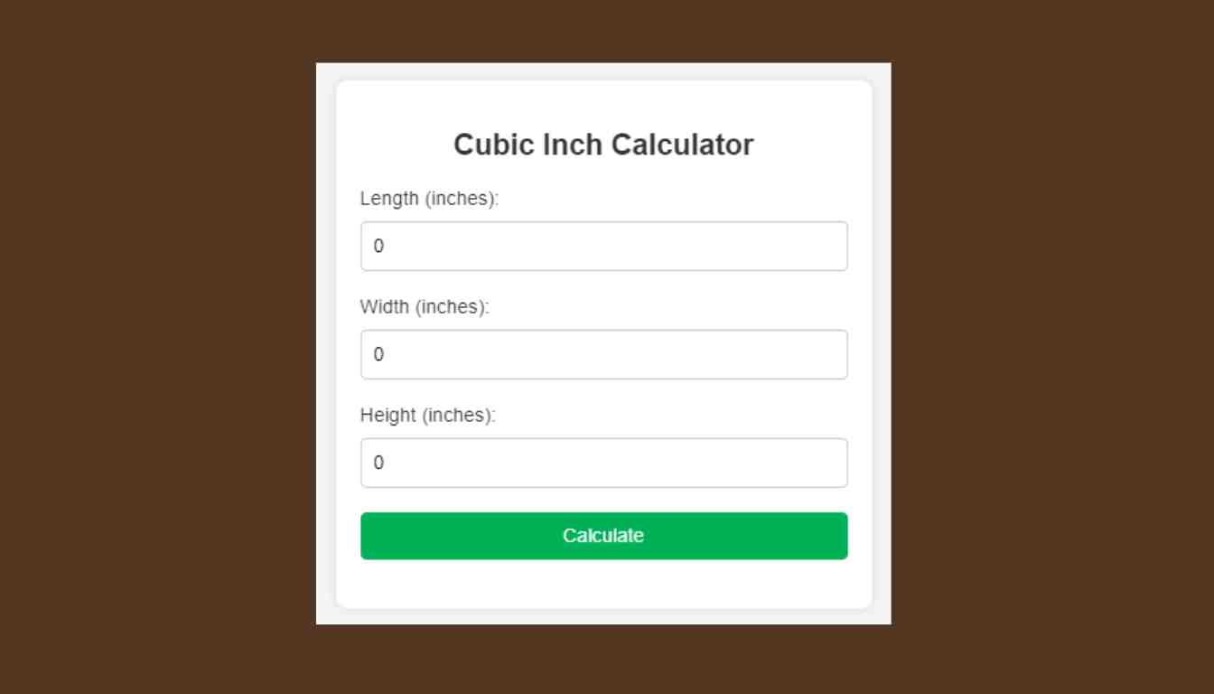 Cubic Inch Calculator