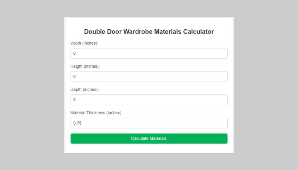 Double Door Wardrobe Materials Calculator Woodworking Advisor