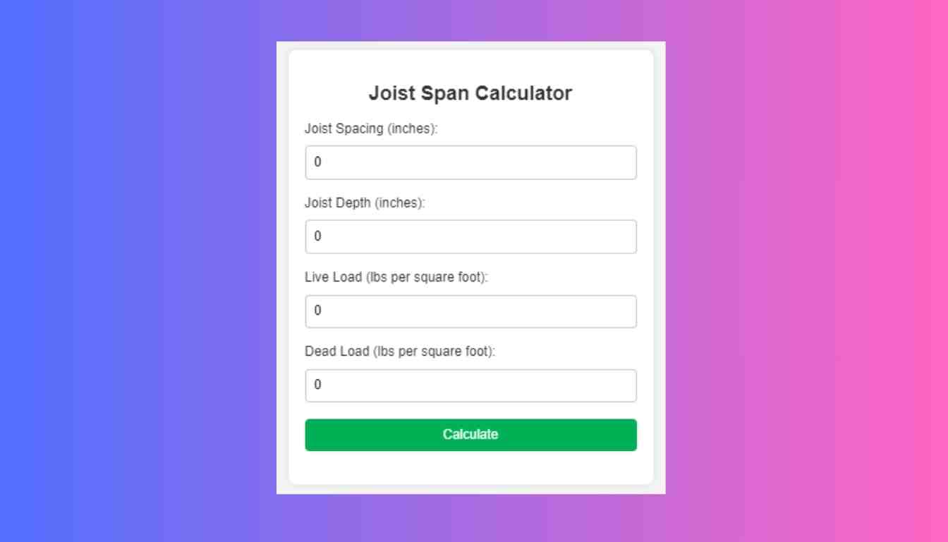Joist Span Calculator