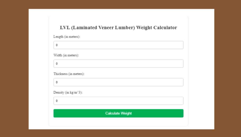 Lvl (Laminated Veneer Lumber) Weight Calculator Woodworking Advisor