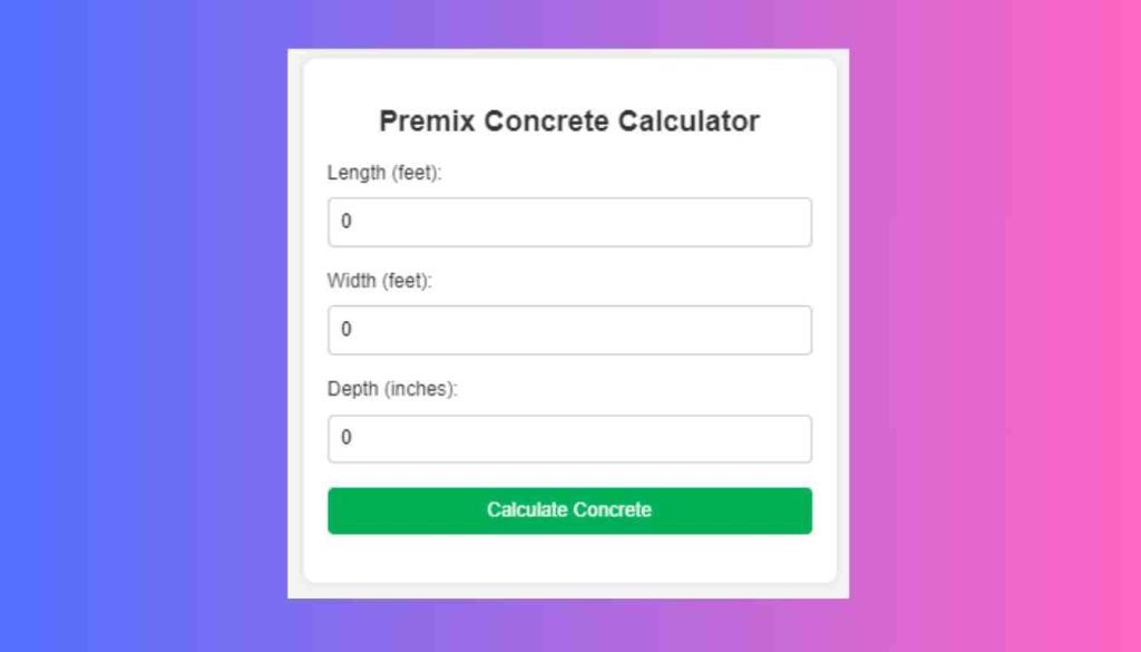 Premix Concrete Calculator Woodworking Advisor