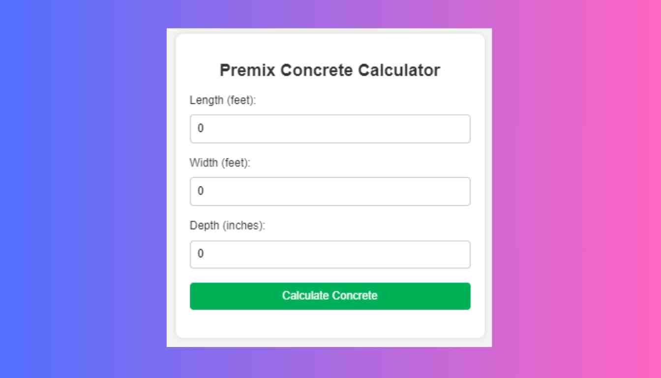 Premix Concrete Calculator