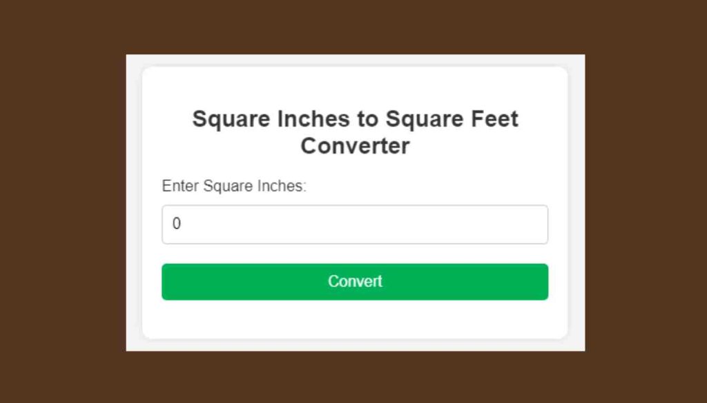 Square Inches To Square Feet Calculator