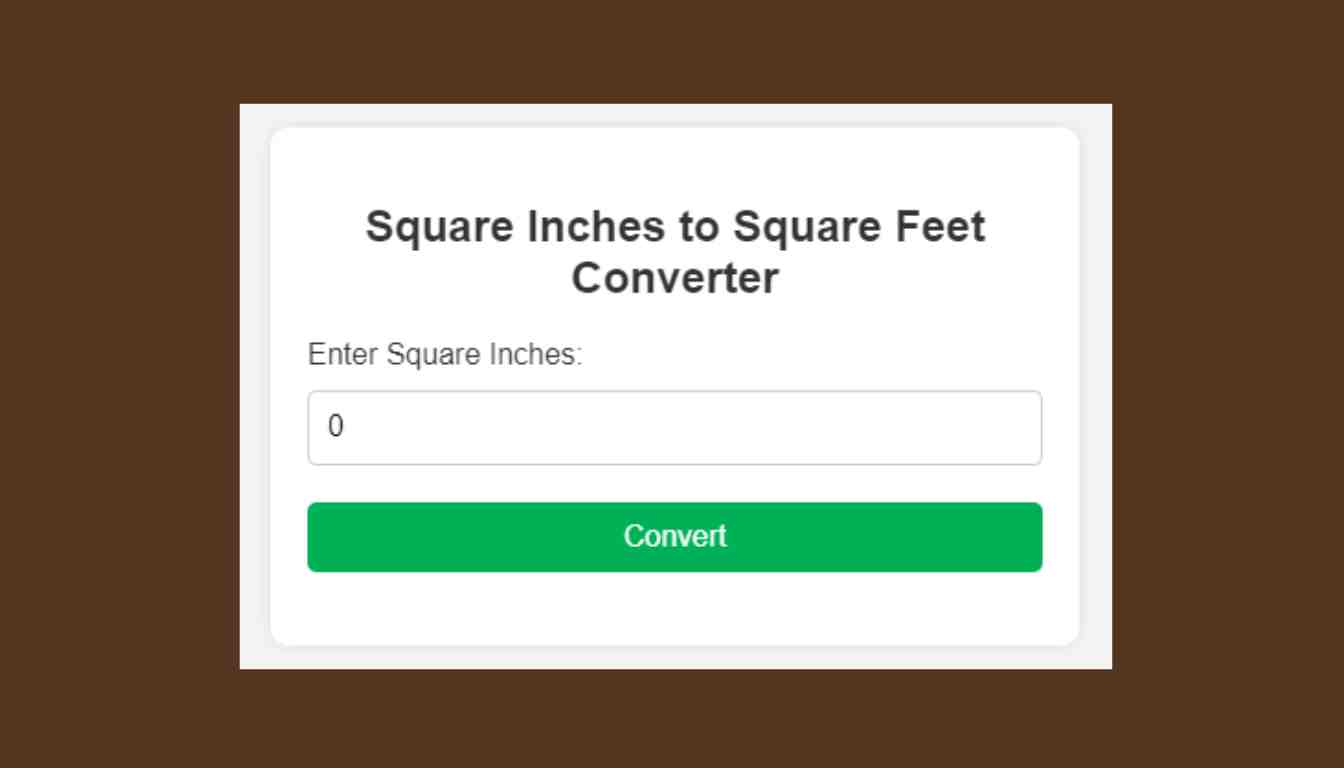 Square Inches To Square Feet