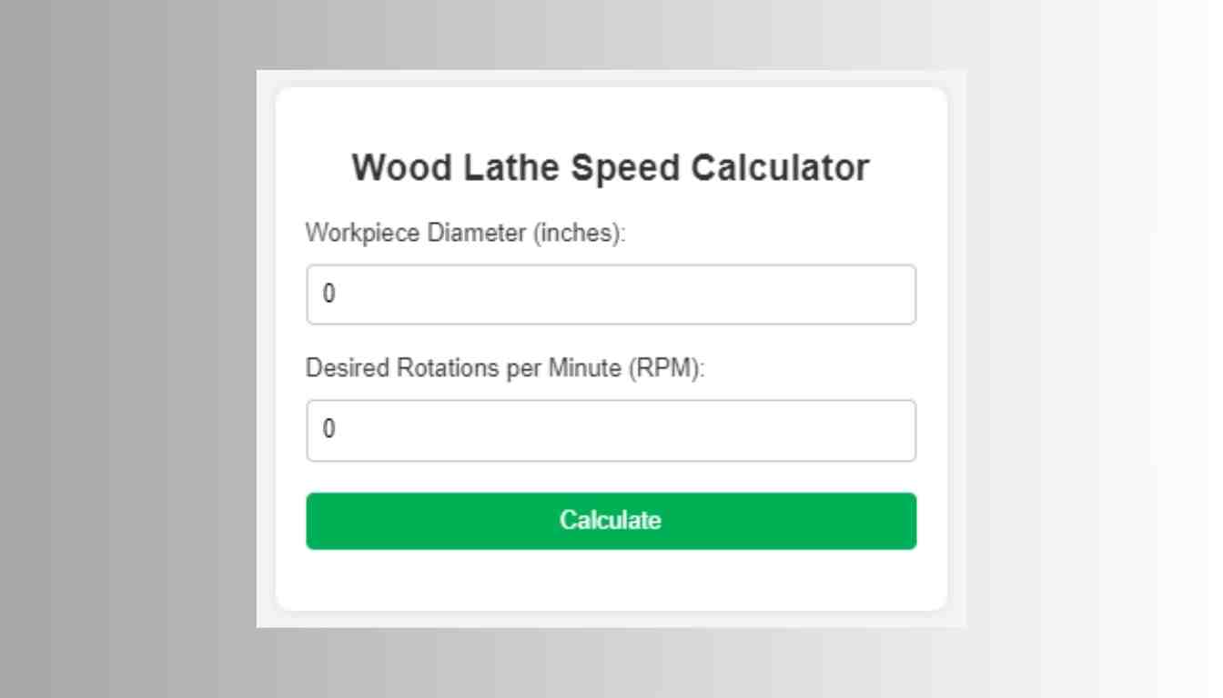 Wood Lathe Speed Calculator