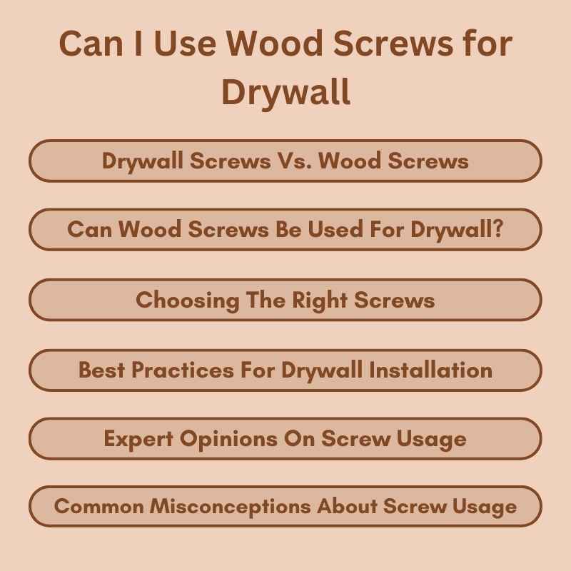 Can I Use Wood Screws for Drywall