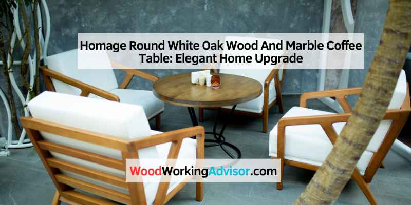 Homage Round White Oak Wood And Marble Coffee Table
