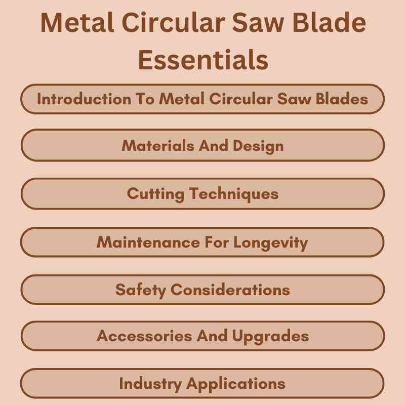 Metal Circular Saw Blade Essentials