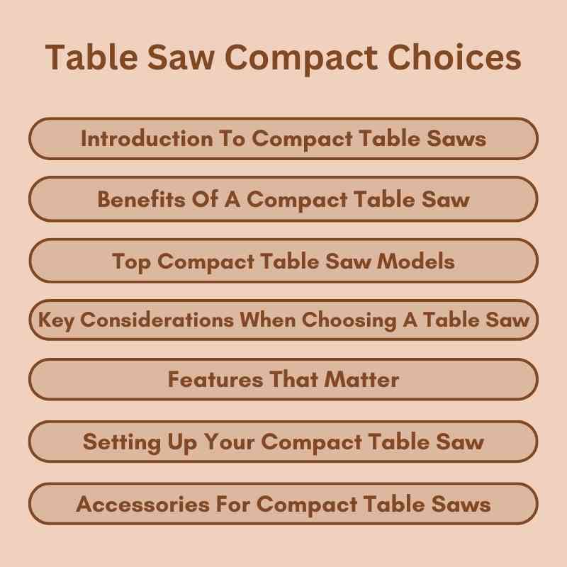 Table Saw Compact Choices