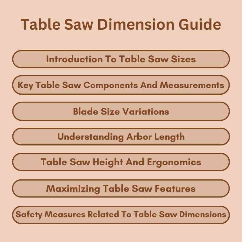 Table Saw Dimension Guide