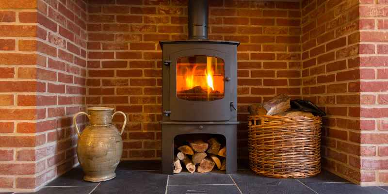 Wood Burning Stove With Brick Surround: Cozy Charm!