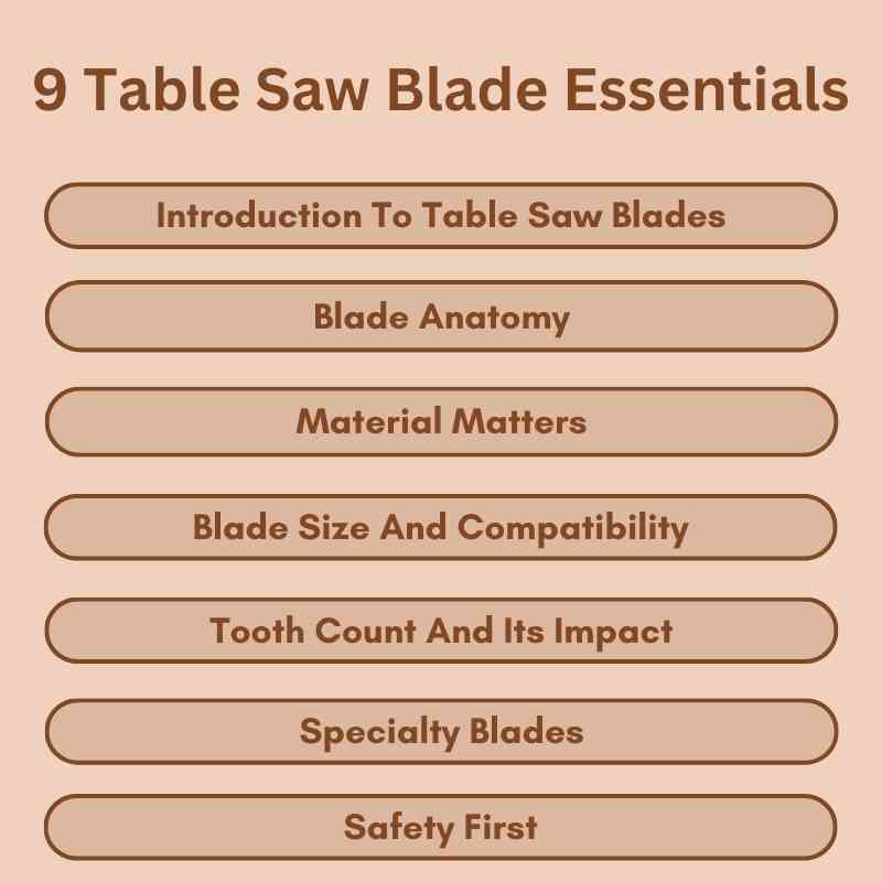 9 Table Saw Blade Essentials