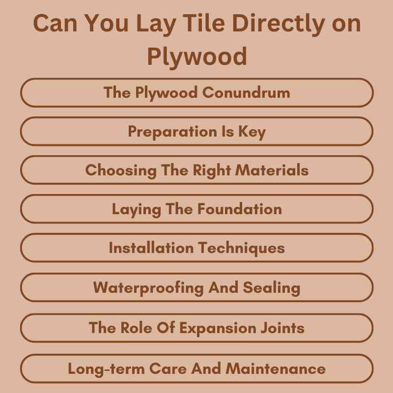 Can You Lay Tile Directly on Plywood