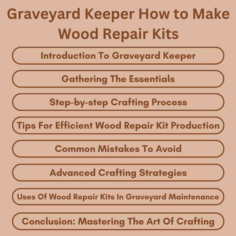 Graveyard Keeper How to Make Wood Repair Kits