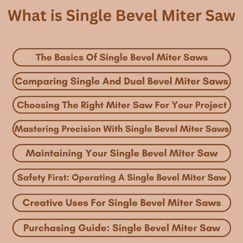 What is Single Bevel Miter Saw