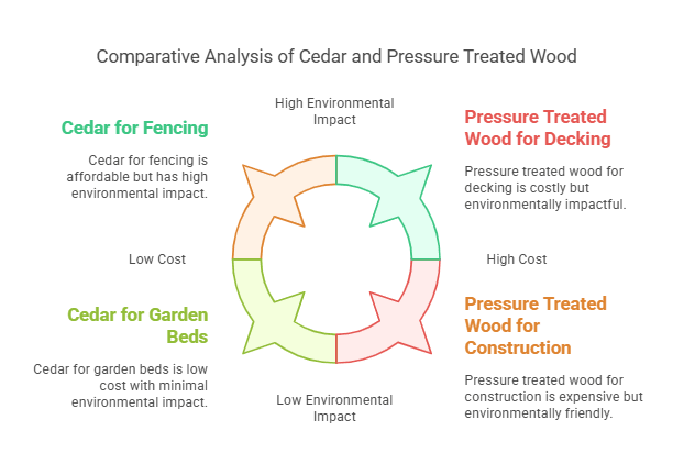 Cedar Compared to Pressure Treated Wood