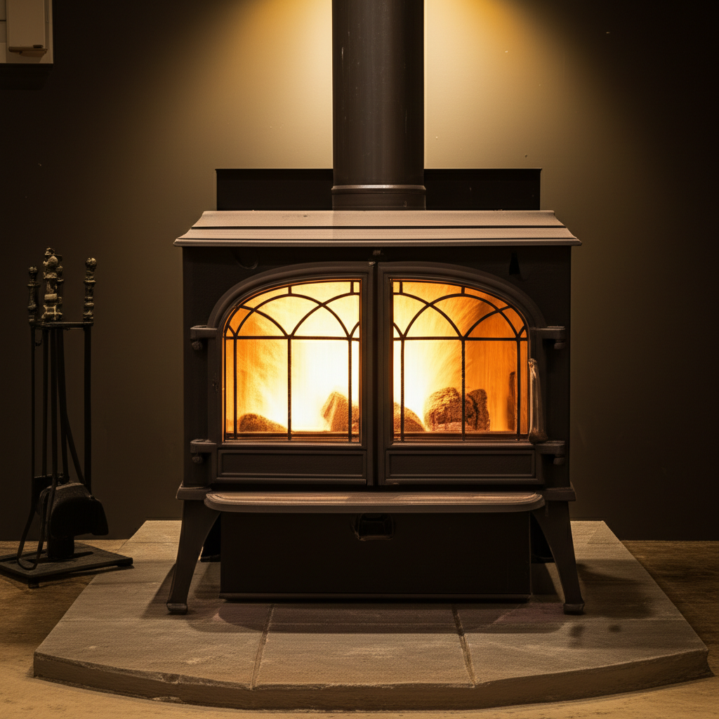 Generate a high-quality, relevant image prompt for an article about: Will a Wood Stove in the Baseme