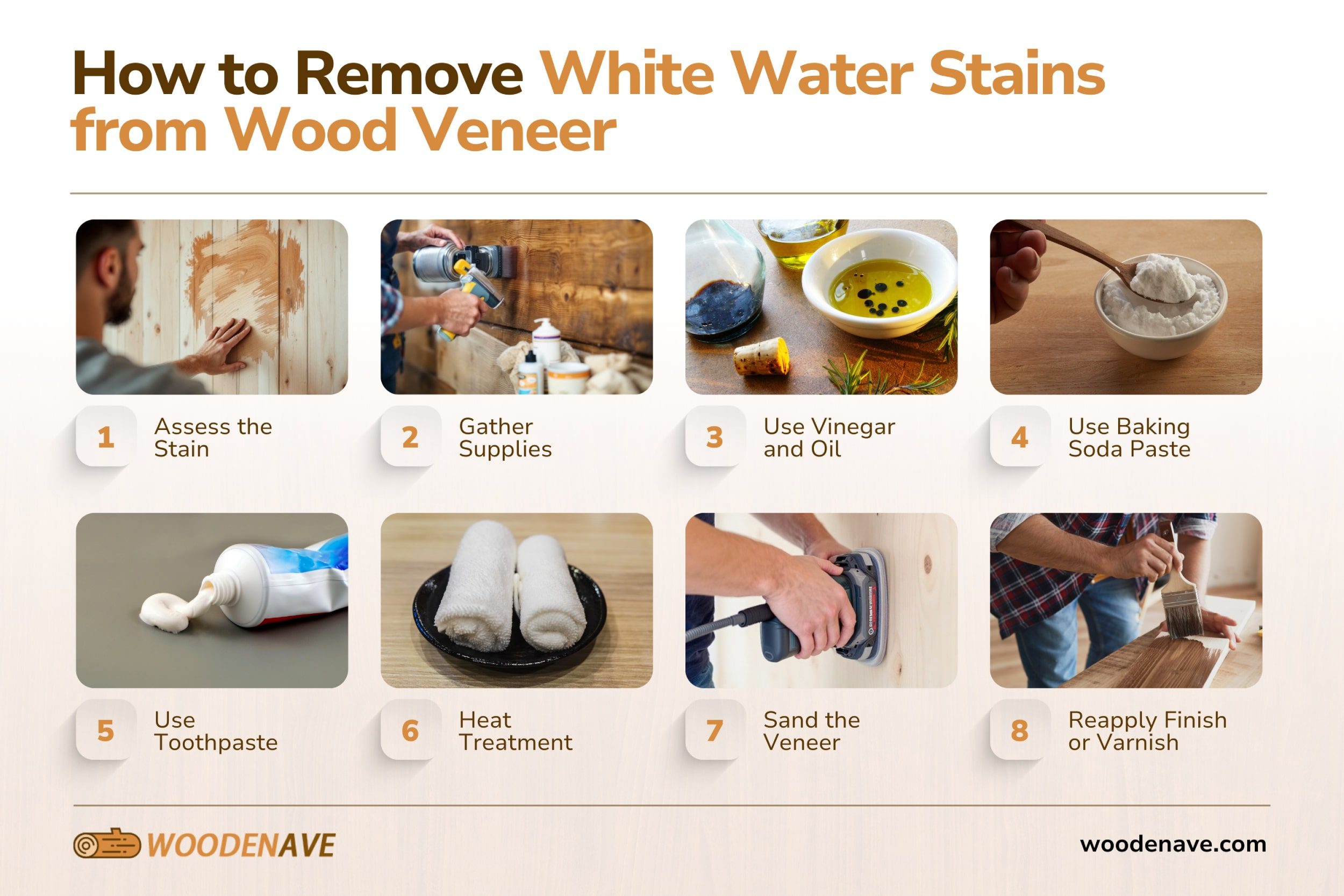 How to Remove White Water Stains from Wood Veneer