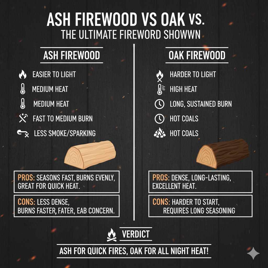 Ash Firewood vs Oak