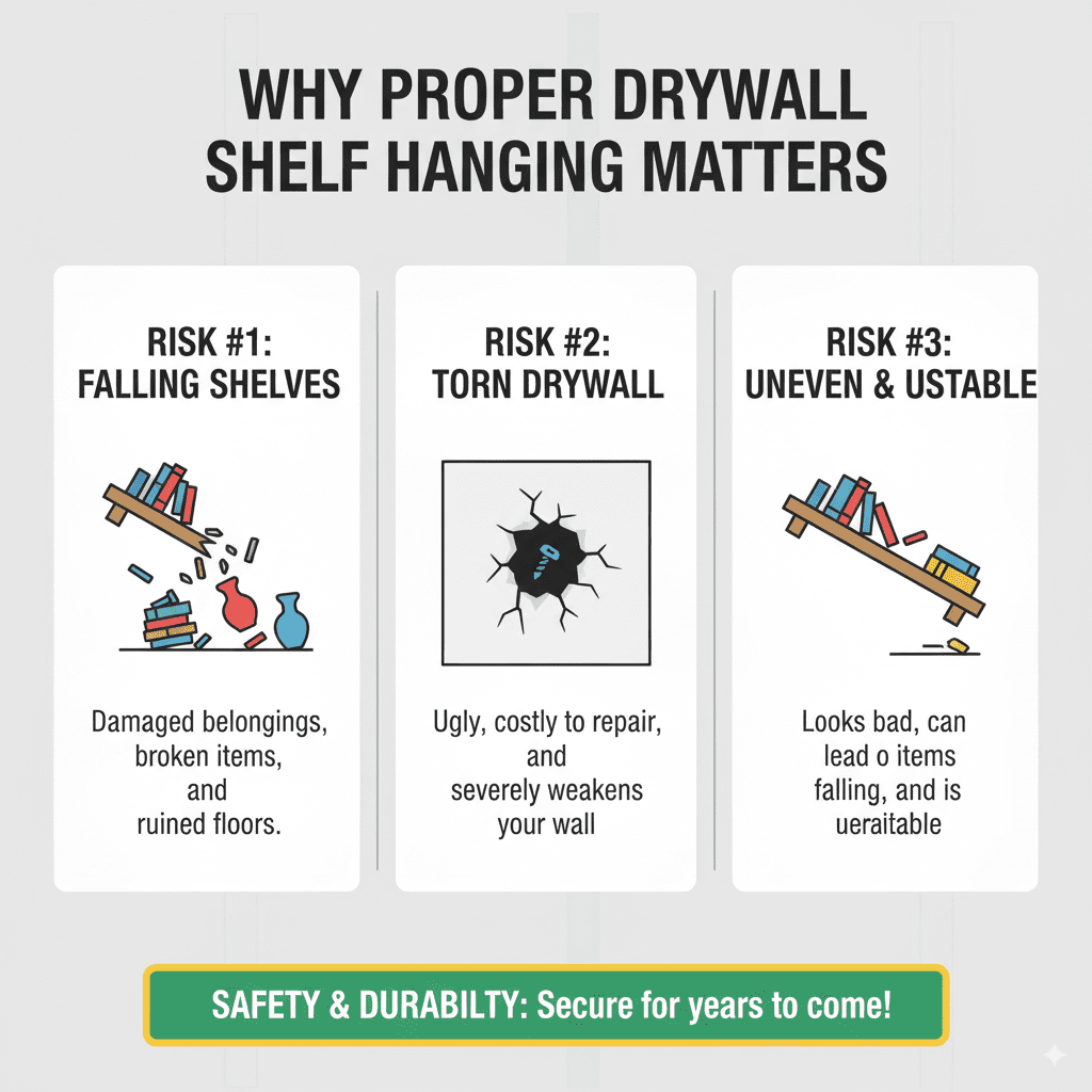 Why Proper Drywall Shelf Hanging Matters