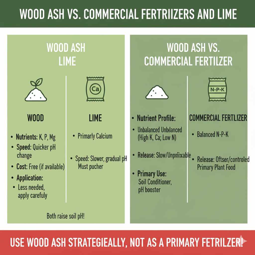 Wood Ash vs. Commercial Fertilizers and Lime