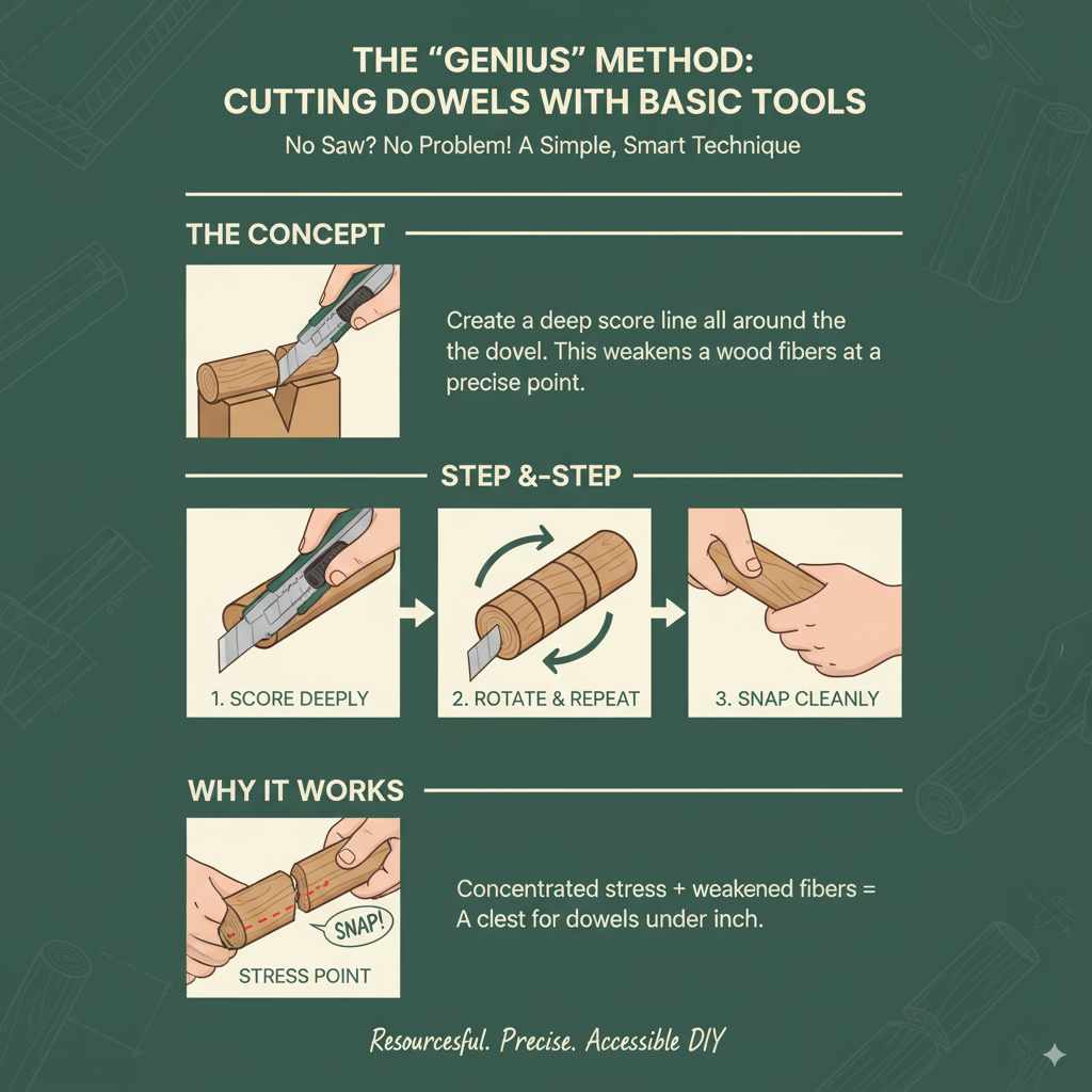 The "Genius" Method: Cutting Dowels with Basic Tools
