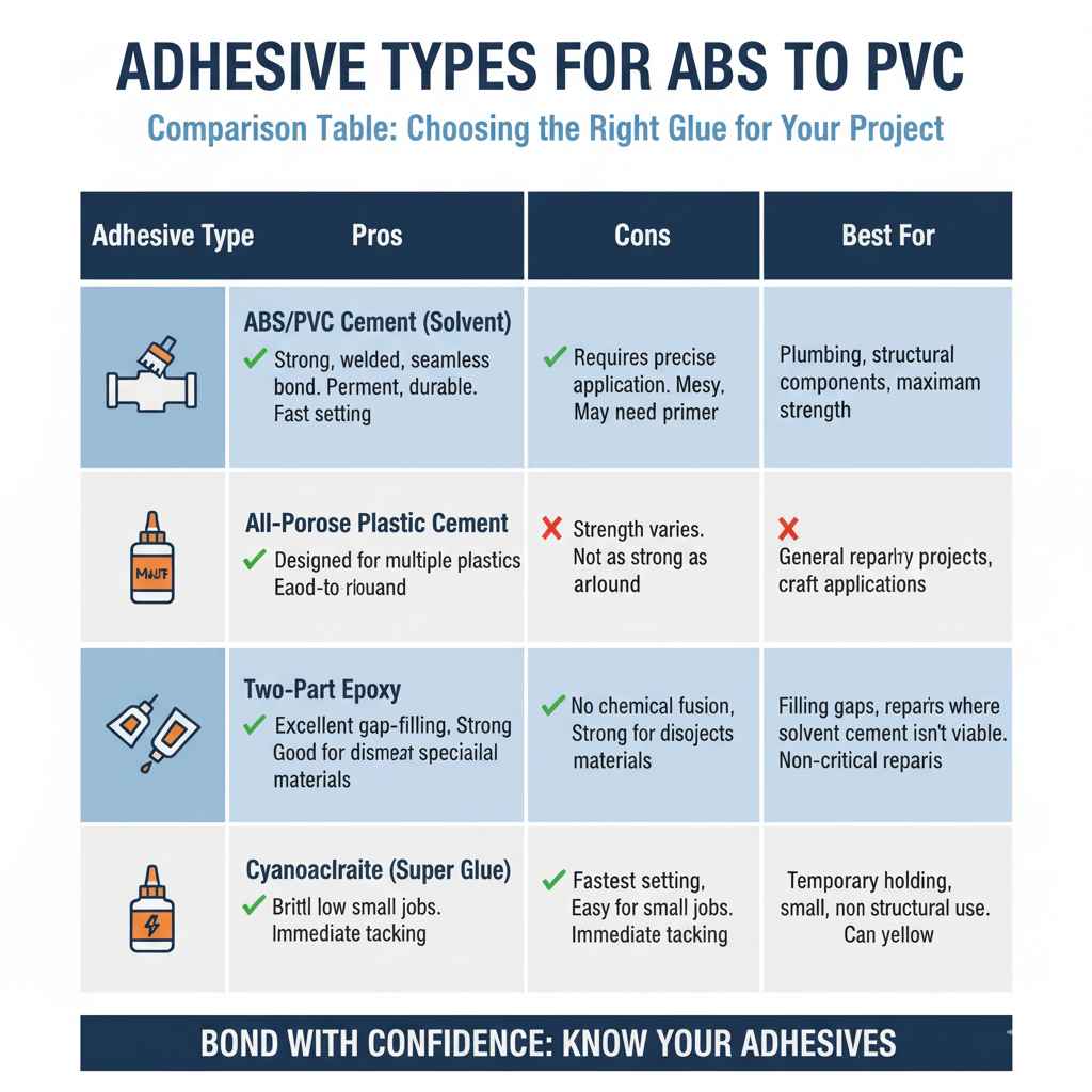 Adhesive Types for ABS to PVC