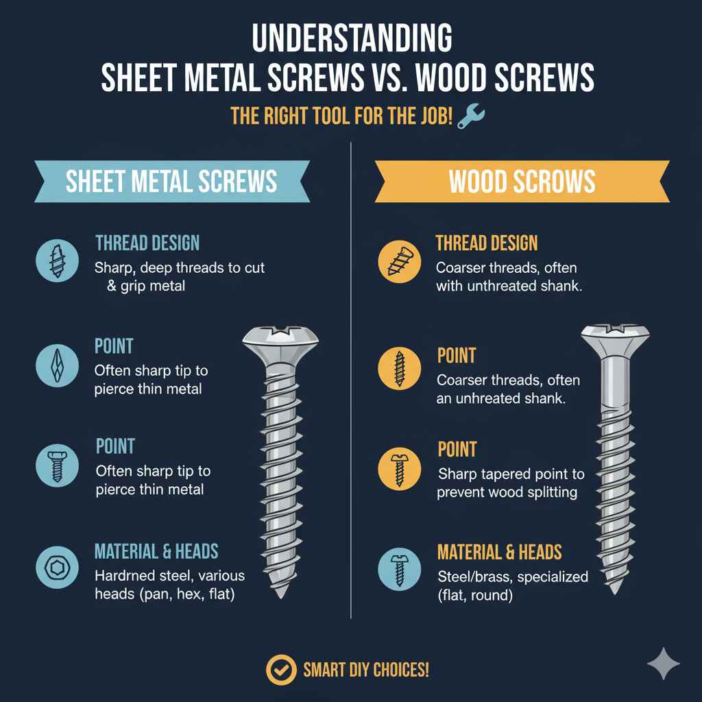 Understanding Sheet Metal Screws vs. Wood Screws