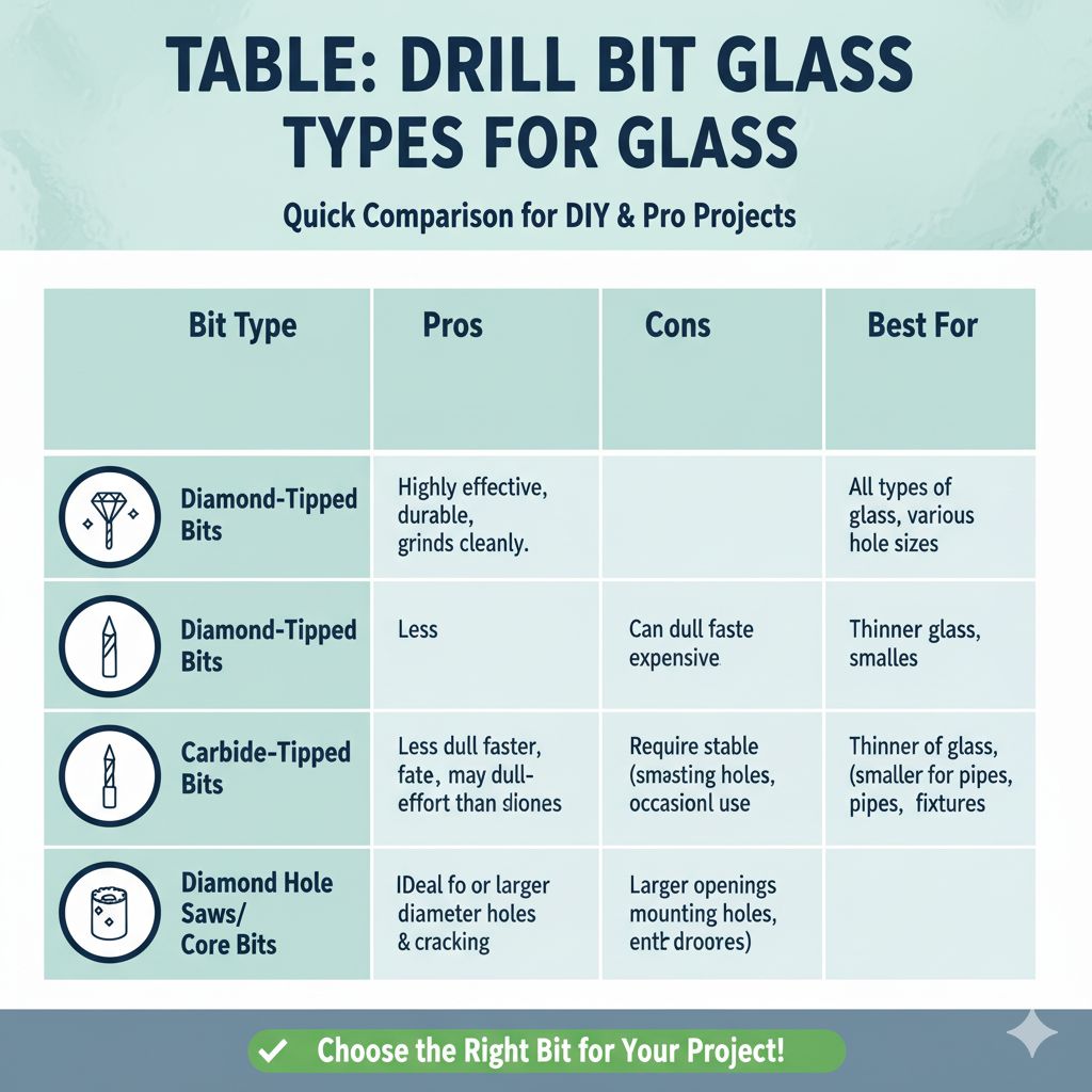 Drill Bit Types for Glass