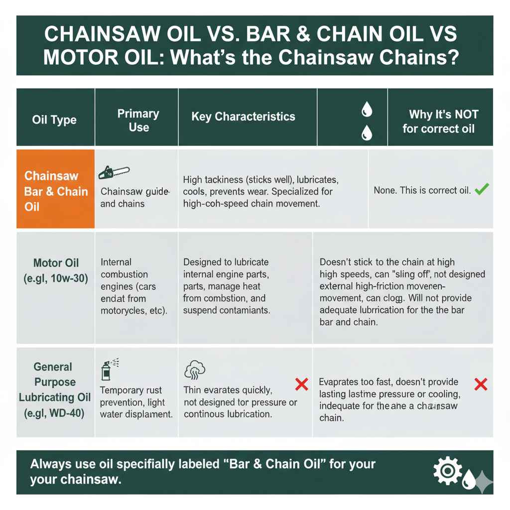 Chainsaw Oil vs. Bar & Chain Oil vs. Motor Oil