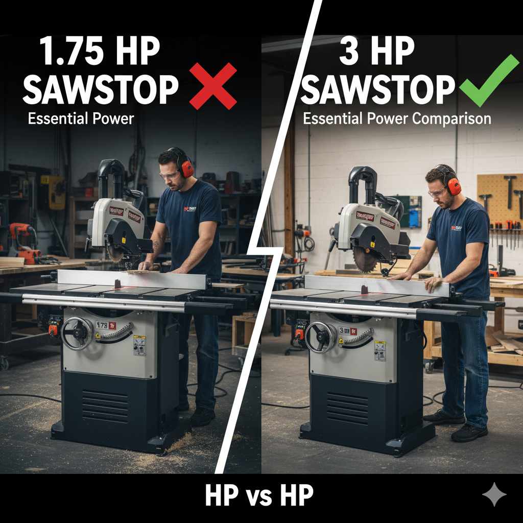 1.75 HP vs 3 HP SawStop