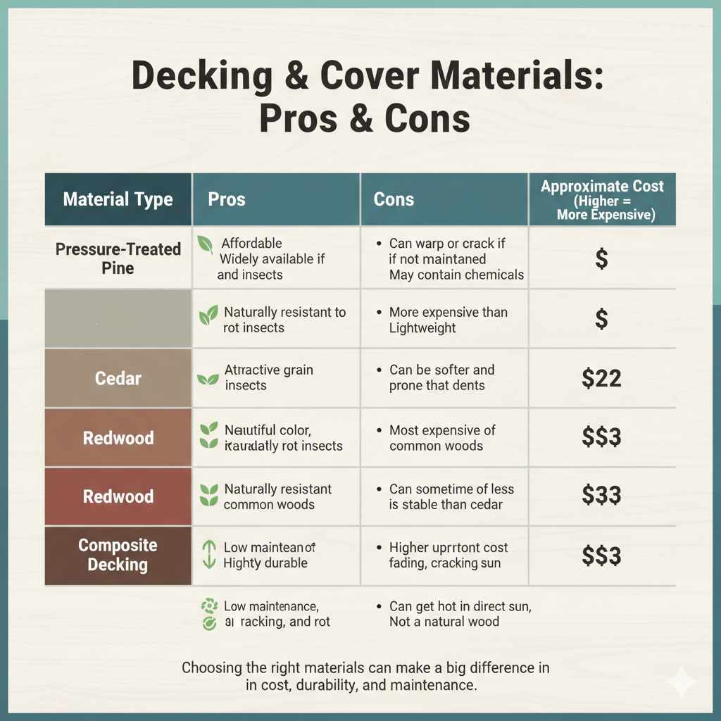 A Table of Material Pros and Cons