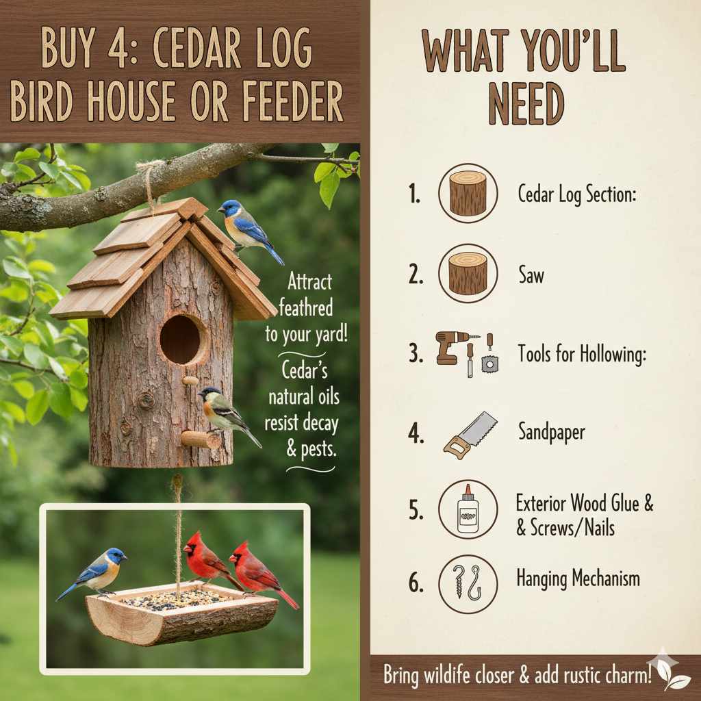 Cedar Log Birdhouse or Feeder
