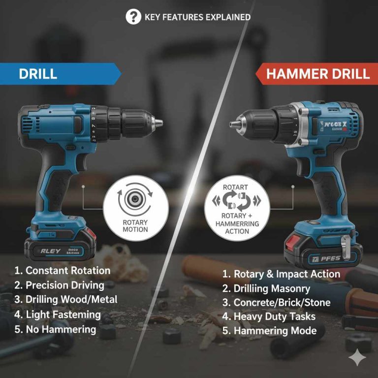 Difference between a Drill And Hammer Drill