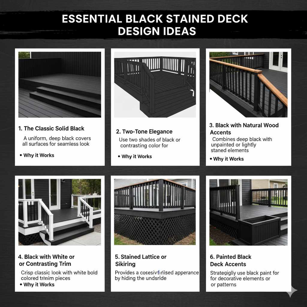 Essential Black Stained Deck Design Ideas