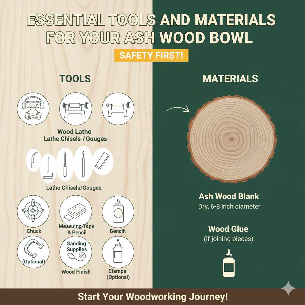 Essential Tools and Materials for Your Ash Wood Bowl