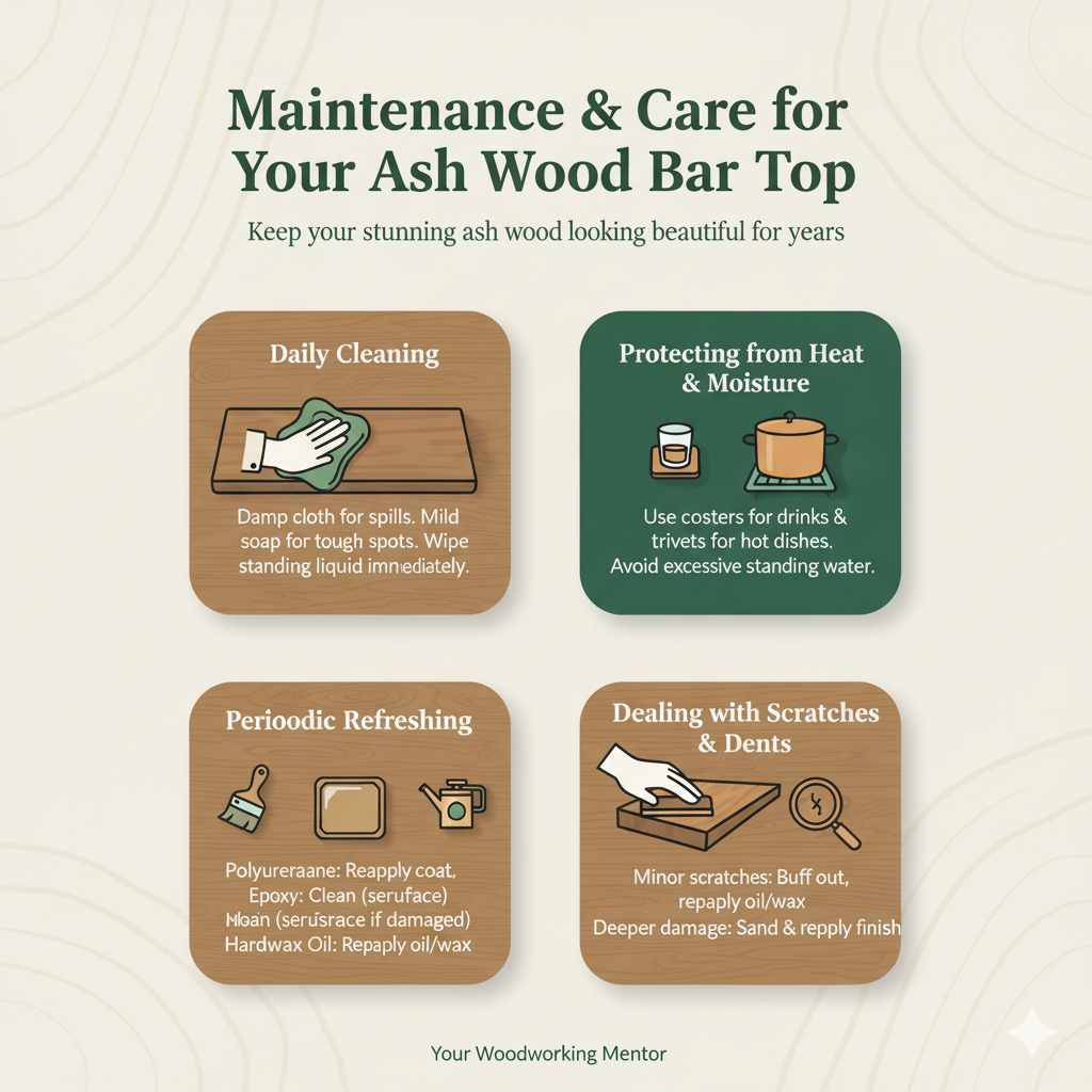 Maintenance and Care for Your Ash Wood Bar Top