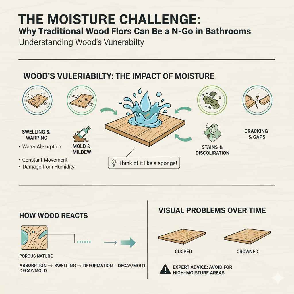 Why Traditional Wood Floors Can Be a No-Go in Bathrooms